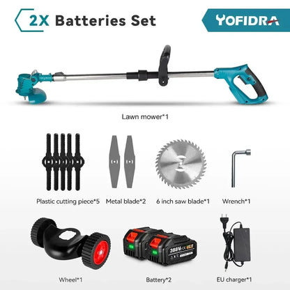 YOFIDRA Electric Lawn Mower Handheld Length Adjustable Cutter Cordless Garden Grass Cutting Trimmer For Makita 18V Battery