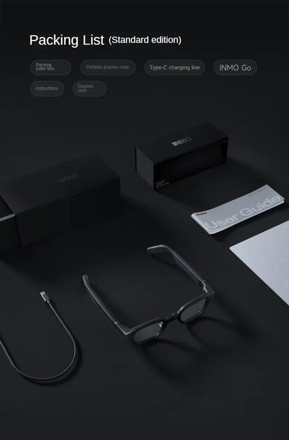 INMO Go Smart AR Glasses Wireless AI Assistant Glasses Music/Call/Translation/Teleprompter/Navigation/Bluetooth Audio In Stock